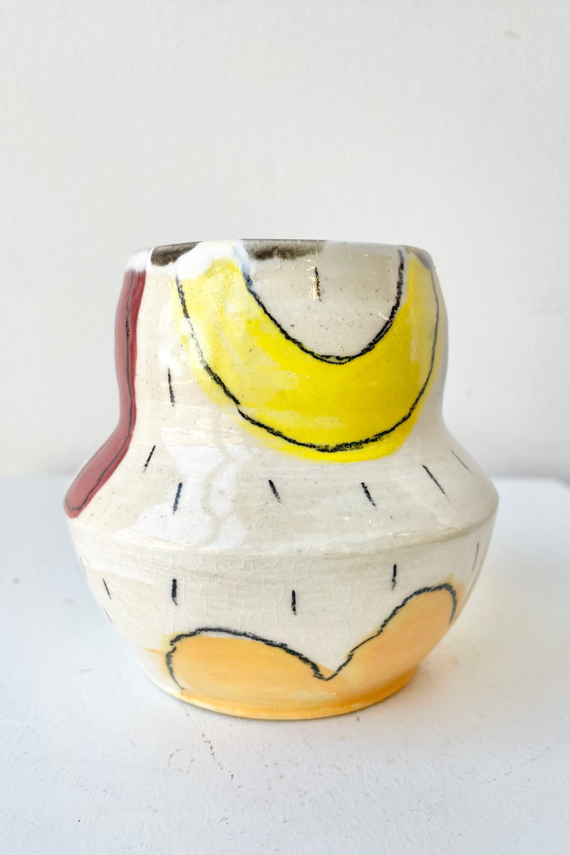 Angular Painted Vase small against a white wall