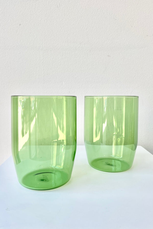 Century Glasses green, 12oz - Set of 2 against a white background 