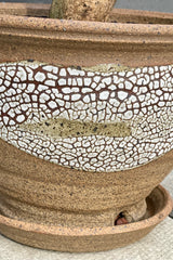 Detail photo of natural glaze of Super Crackle Planter with drainage.