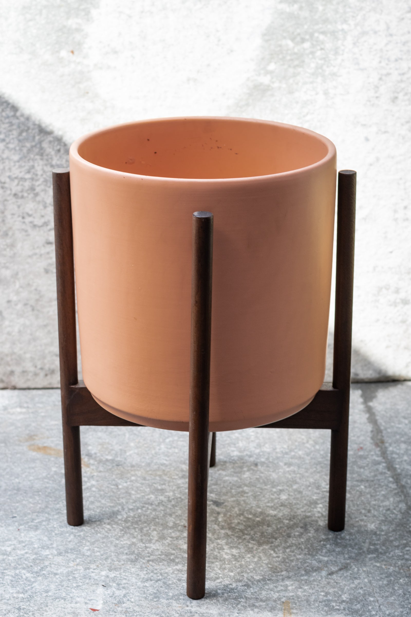 The 10" Peach Cylinder & Dark Teak Stand