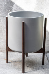 The 12" Gray Cylinder w/ Dark Teak Stand