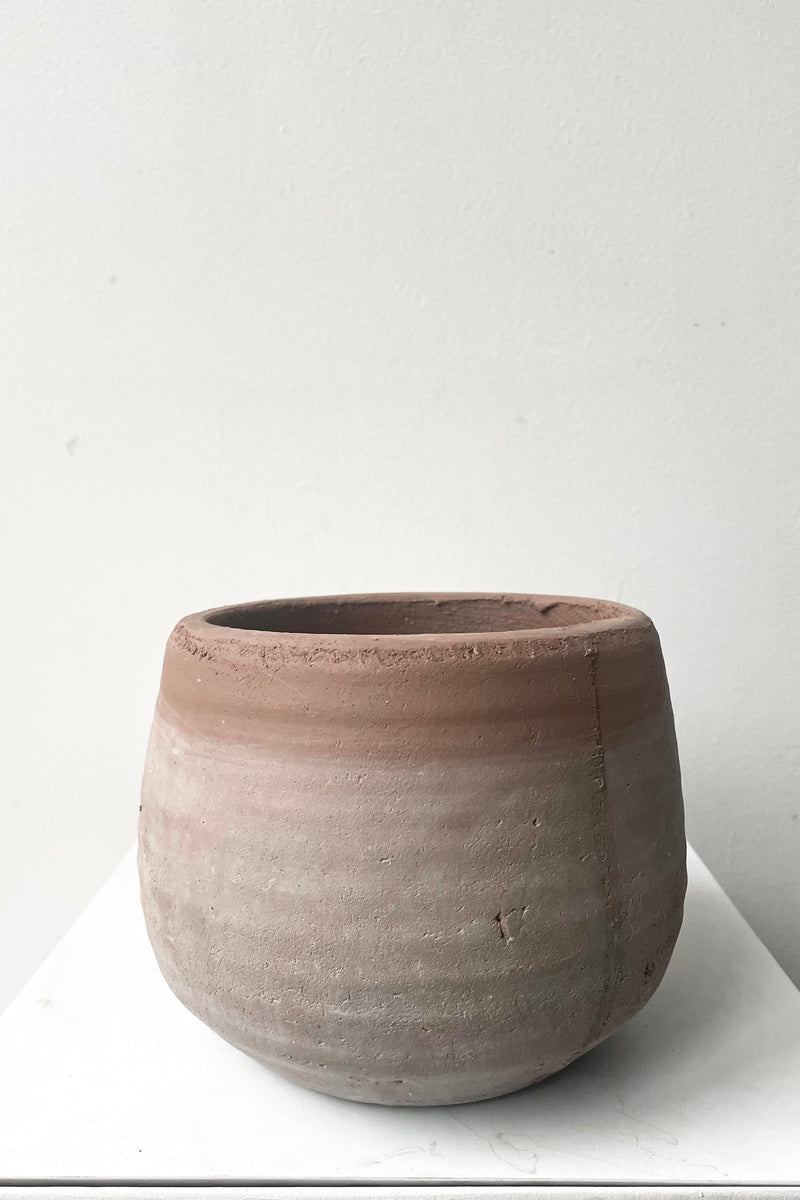 A frontal view of Whitewashed Terracotta Pot in small against a white backdrop