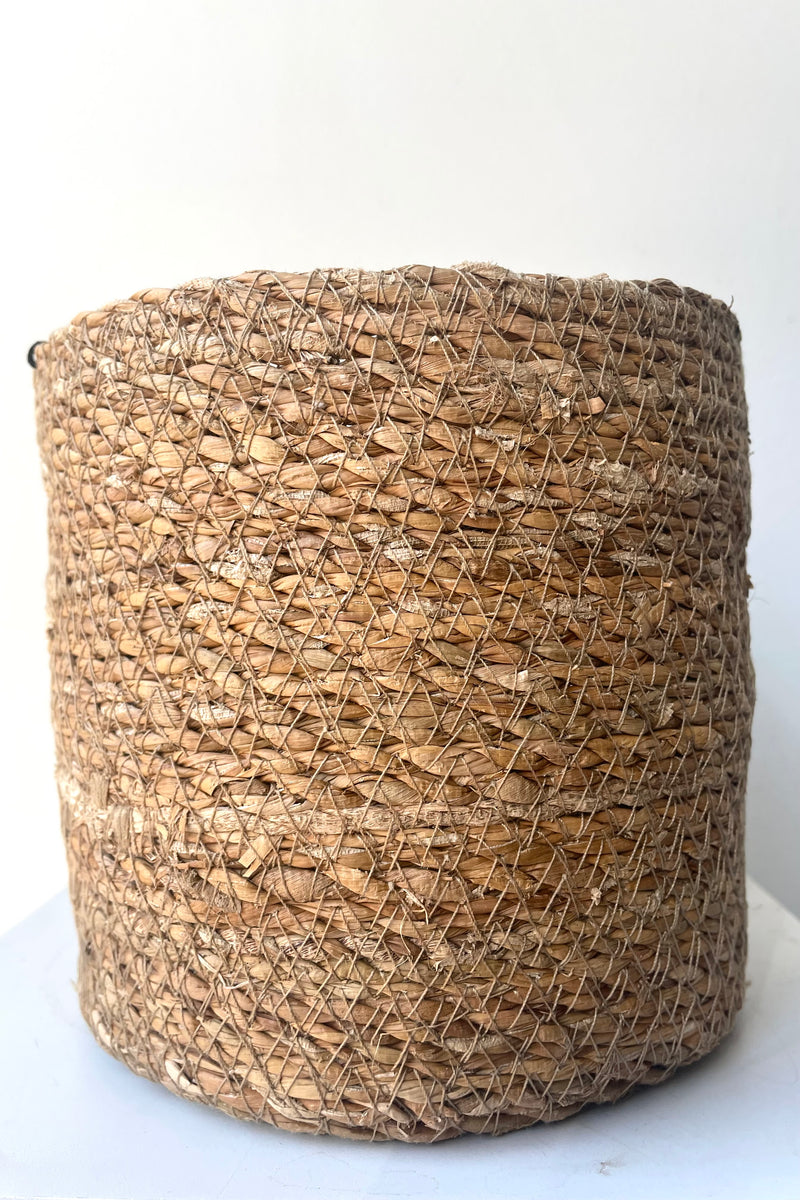 A close view of Seagrass Basket with liner 6.25" against white backdrop
