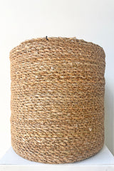 A close view of Seagrass Basket with liner 10" against white backdrop