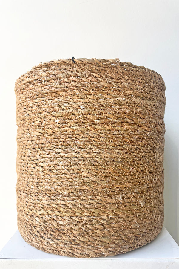A close view of Seagrass Basket with liner 10" against white backdrop