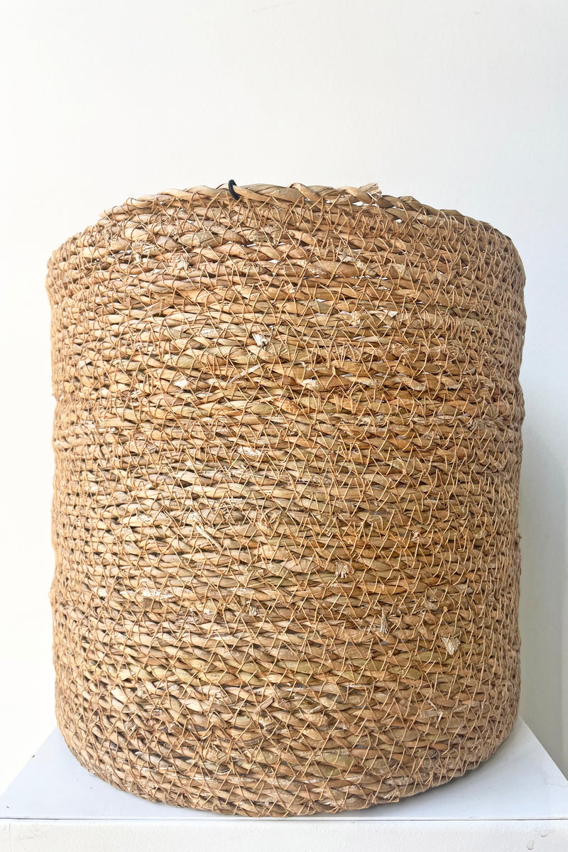 A close view of Seagrass Basket with liner 10" against white backdrop