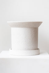 Angus & Celeste Sandstone Plant Pot white small on white surface in front of white background