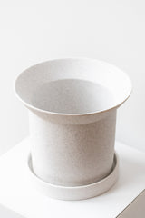 Angus & Celeste Sandstone Plant Pot white small on white surface in front of white background