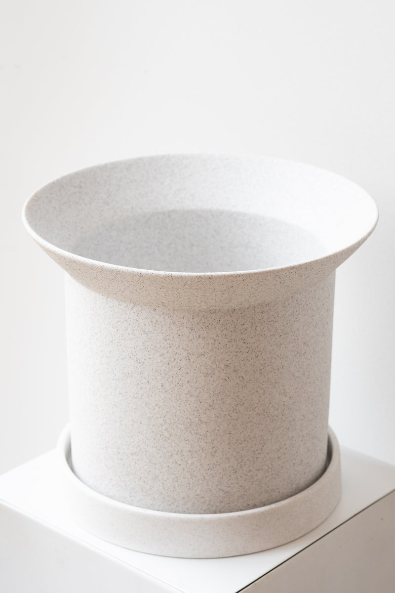 Angus & Celeste Sandstone Plant Pot white large on white surface in front of white background