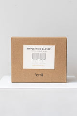 Box for Ferm Living Ripple Wine Glasses Set of 2 glass clear on a white surface in a white room