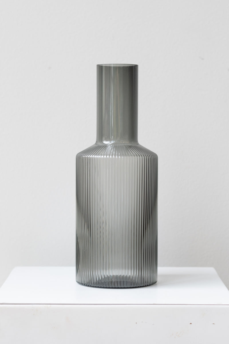 Ferm Living Ripple Carafe glass smoke on white surface in a white room