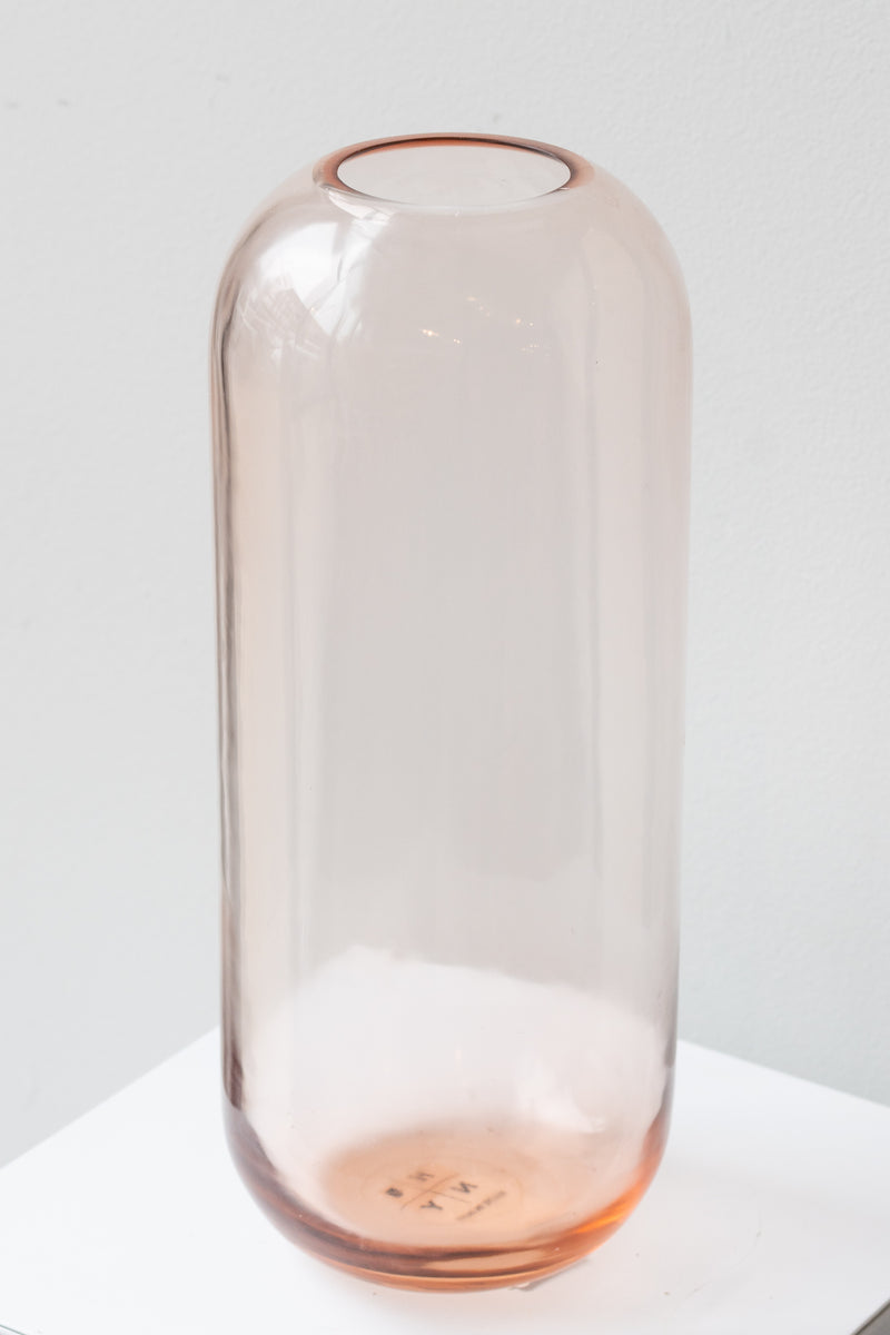Hawkins New York large blush Aurora Pill Vase on white surface in front of white background