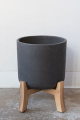 Charlie Pot & Low Stand Black Washed Large