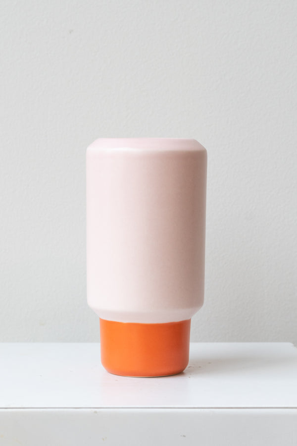 Fumario Ceramic Vase, 16cm - Orange & Pink