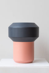 Fumario Ceramic Vase, 20cm - Dark Grey & Pink