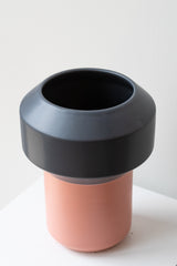 Fumario Ceramic Vase, 20cm - Dark Grey & Pink