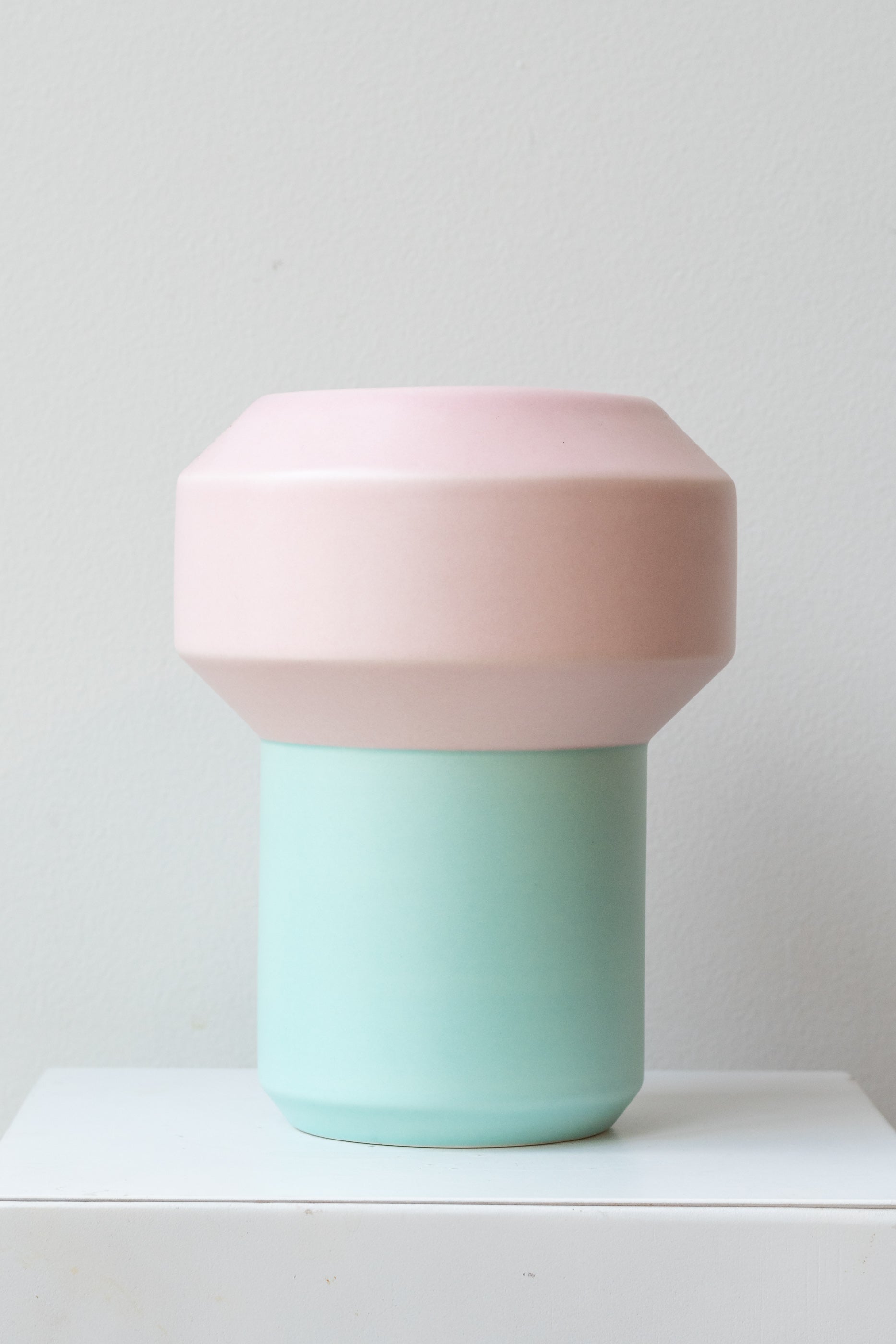Fumario Ceramic Vase, 20cm - Mint & Pink