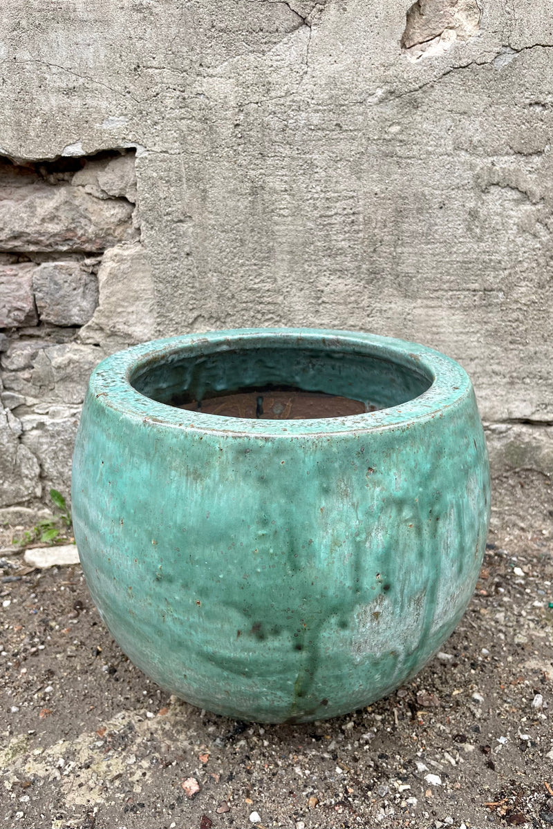 Malachite Cercle Planter Small against a grey wall