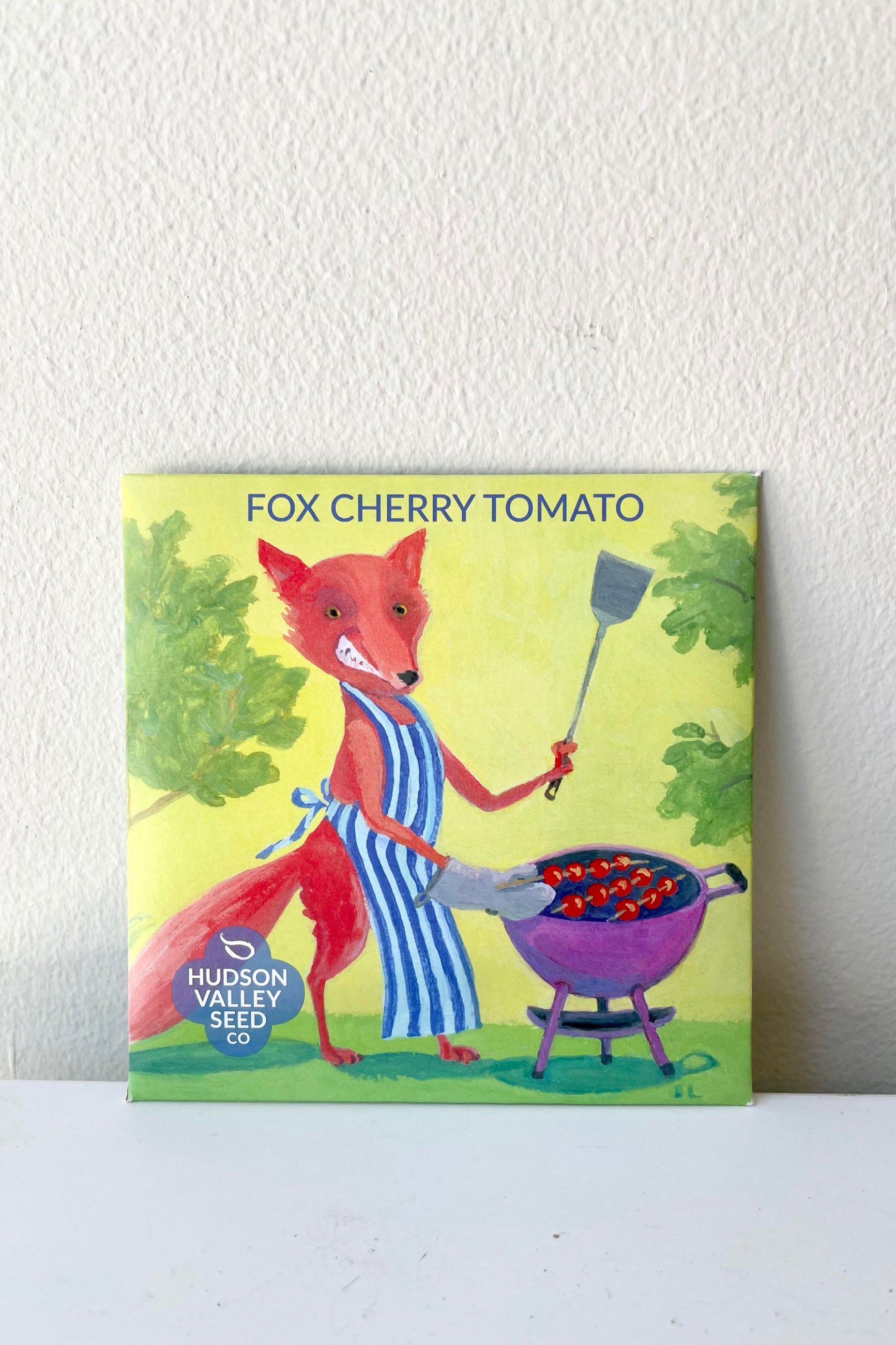 A detailed look at the packaging of Fox Cherry Tomato Seeds Art Pack ©Sprout Home