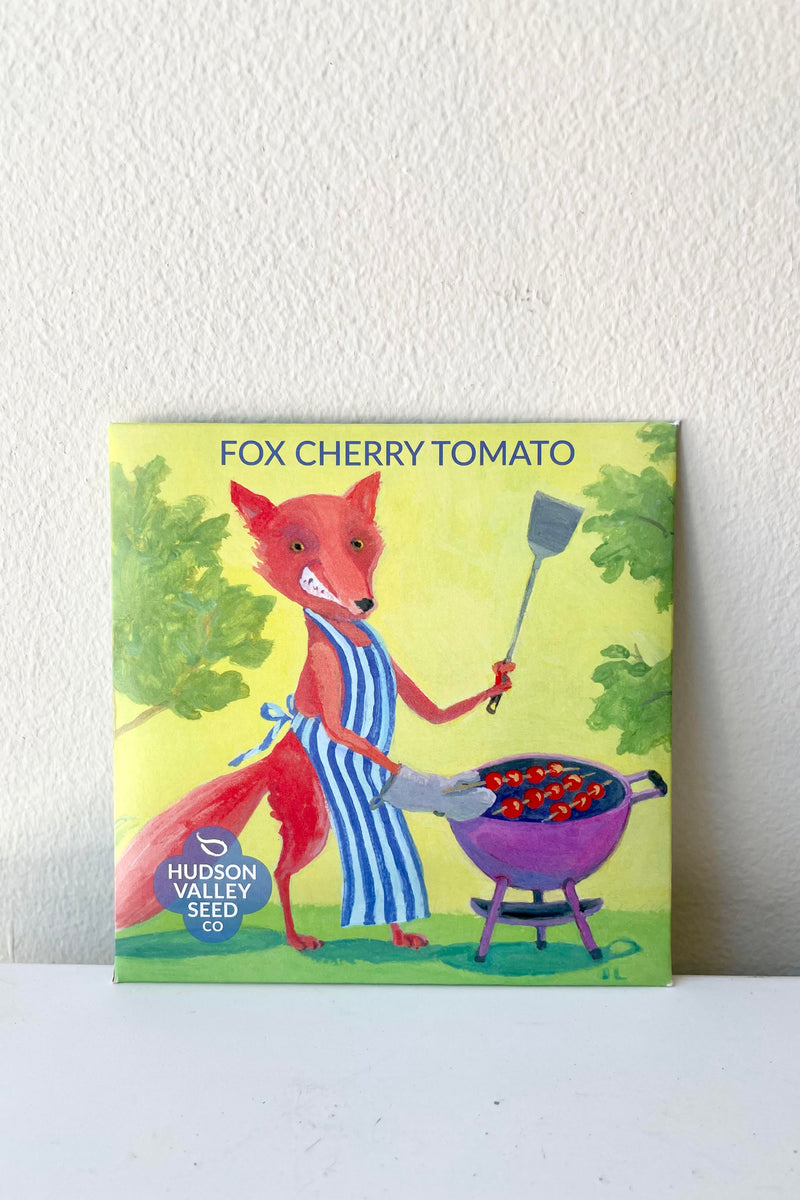 A detailed look at the packaging of Fox Cherry Tomato Seeds Art Pack