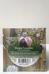 A back view of the Purple Tomatillo Seeds Art Pack against white backdrop