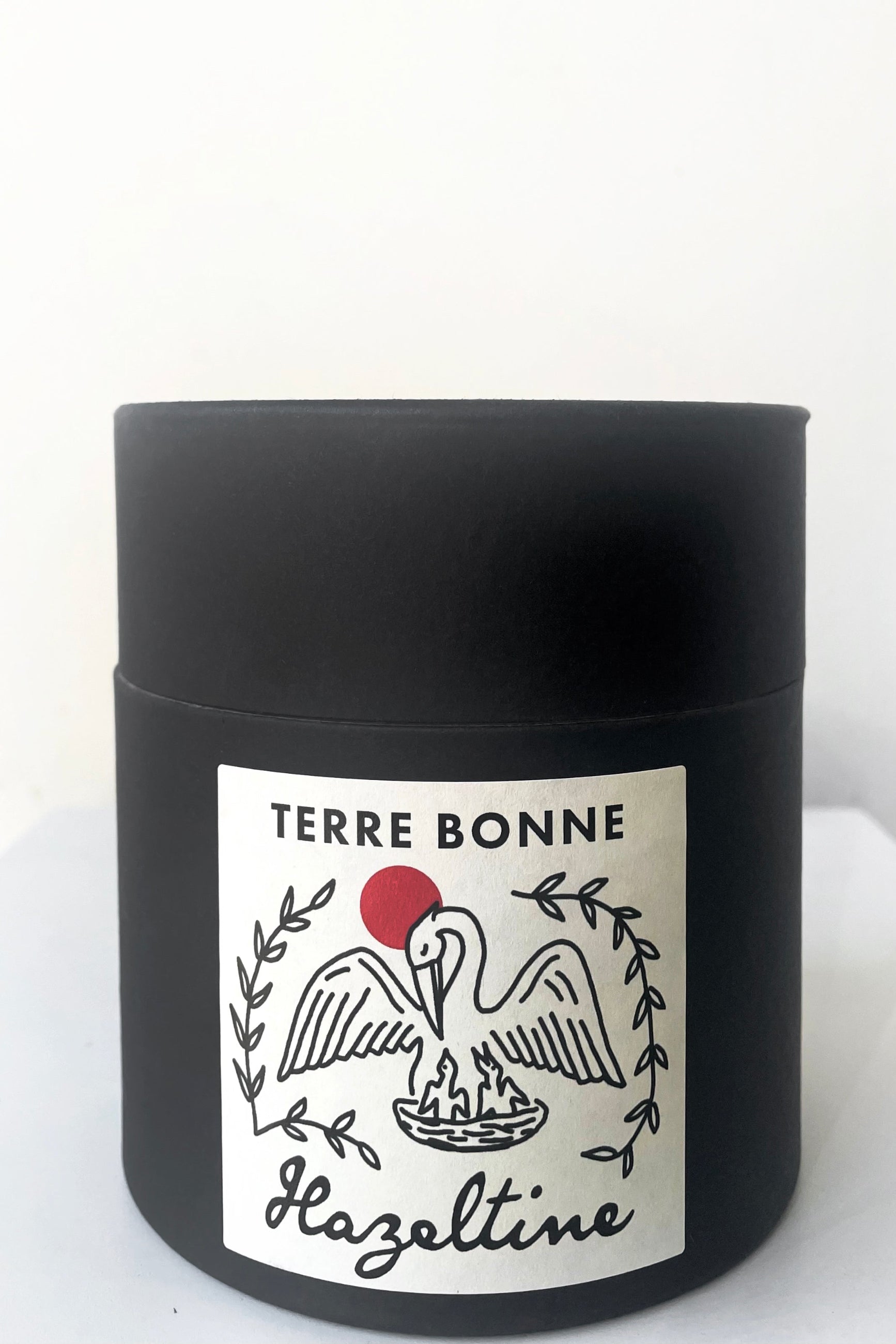 A full view of packaging of Hazeltine Candle terre bonne against white backdrop ©Sprout Home
