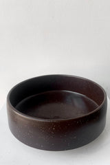 A slightly overhead view of Hagi bowl brown medium against white backdrop