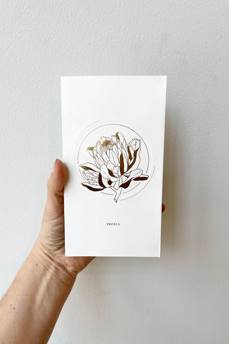 The front of the Protea Pop-up card.