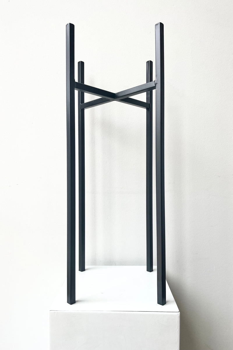 Ascot Plant Stand, Black 9.45" against a white wall