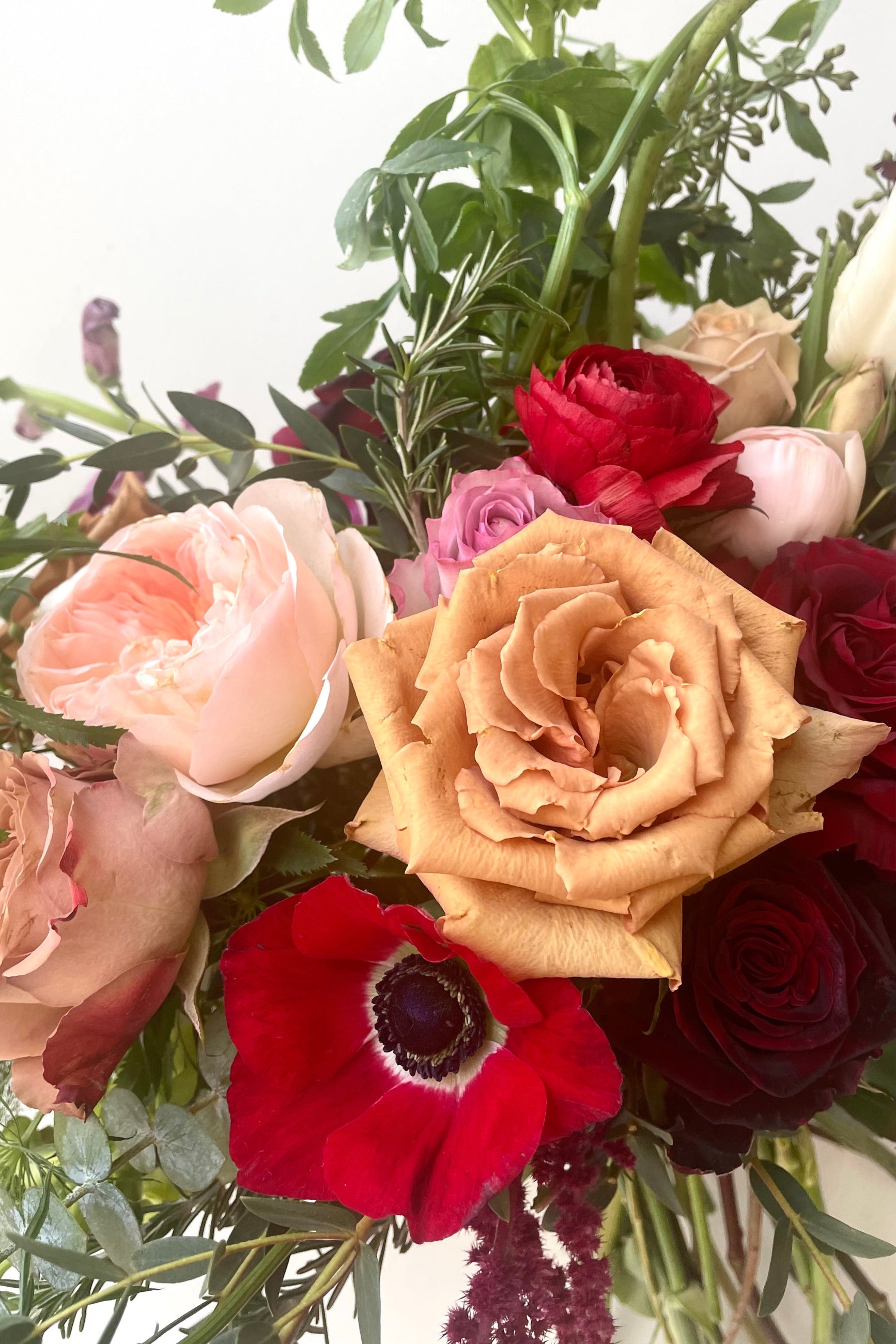 A detail shot of flowers in an example of fresh Floral Arrangement Modern Love from Sprout Home Floral in Chicago for Valentine's Day ©Sprout Home #size_$160