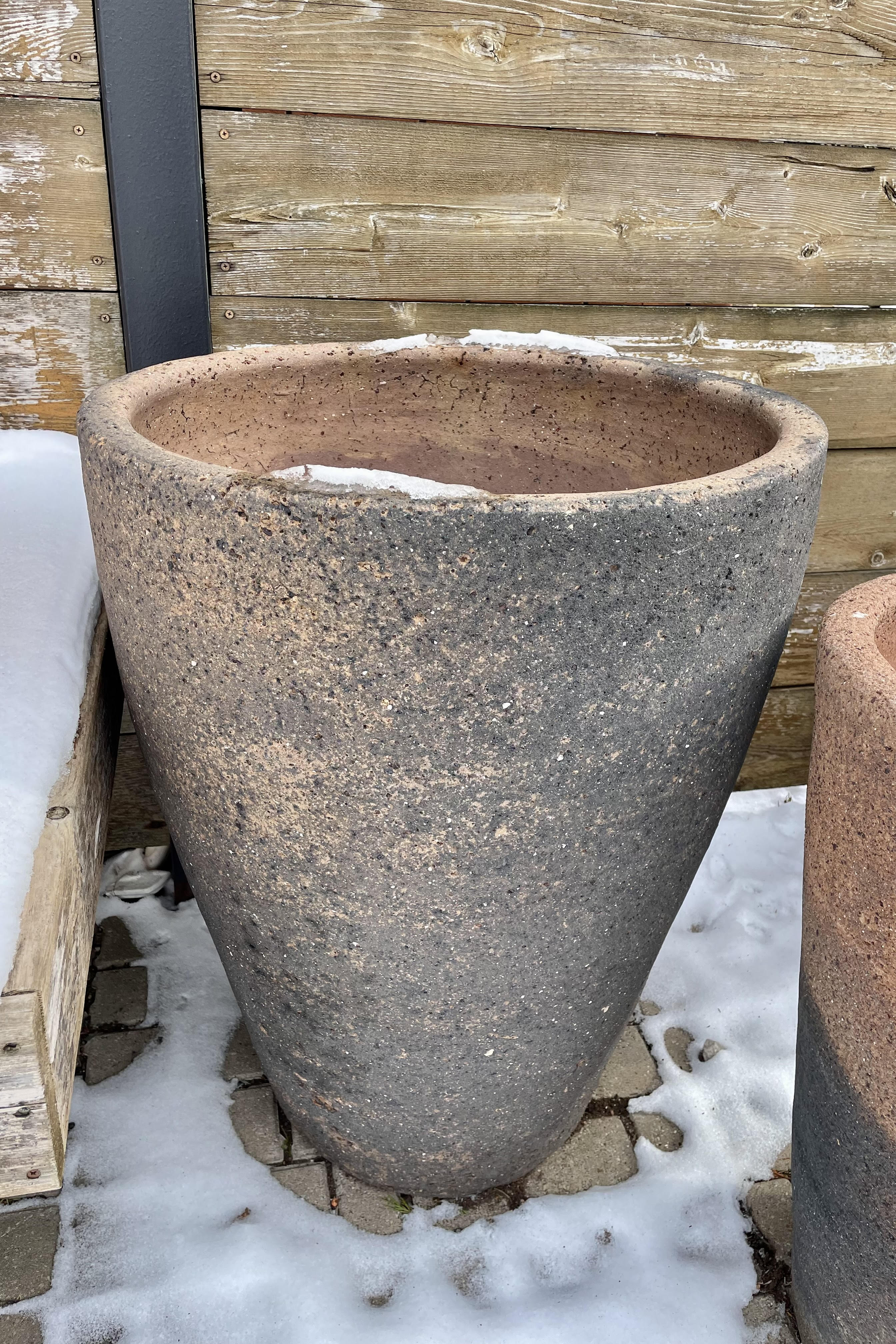 An overhead shot of the large Old Stone Crucible planter.