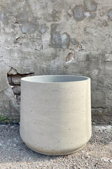 Patt Pot Grey Washed Extra Extra Extra Large against a grey wall