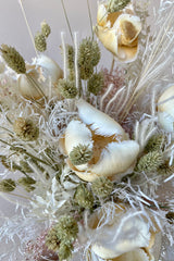 Close up of Pillow Talk dried preserved floral arrangement by Sprout Home