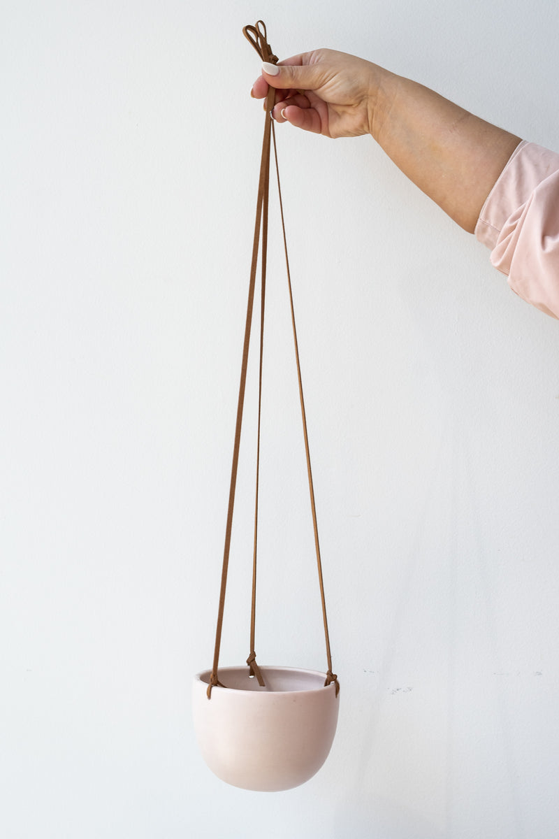 High Hanging Planter pink with cord