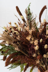 Close up of "Allspice" autumnal preserved arrangement by Sprout Home