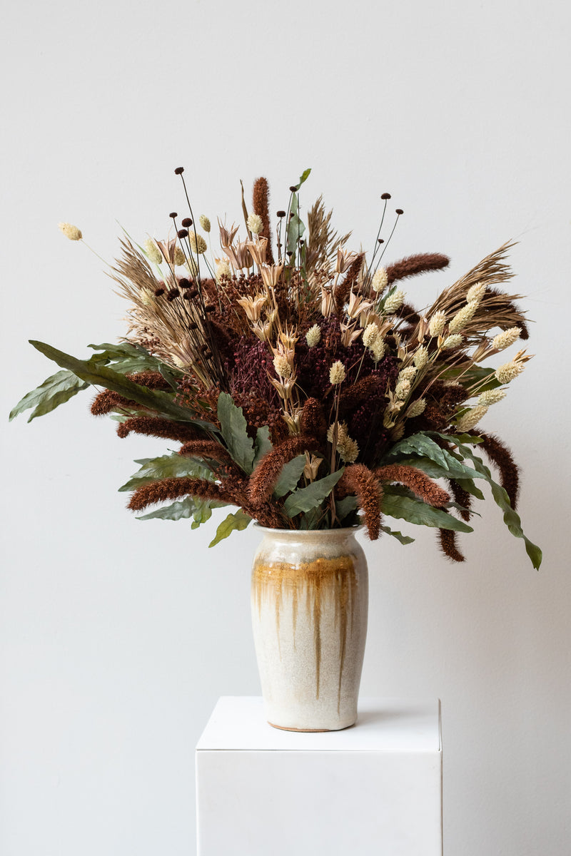 Preserved arrangement Allspice by Sprout Home in a ceramic vase.