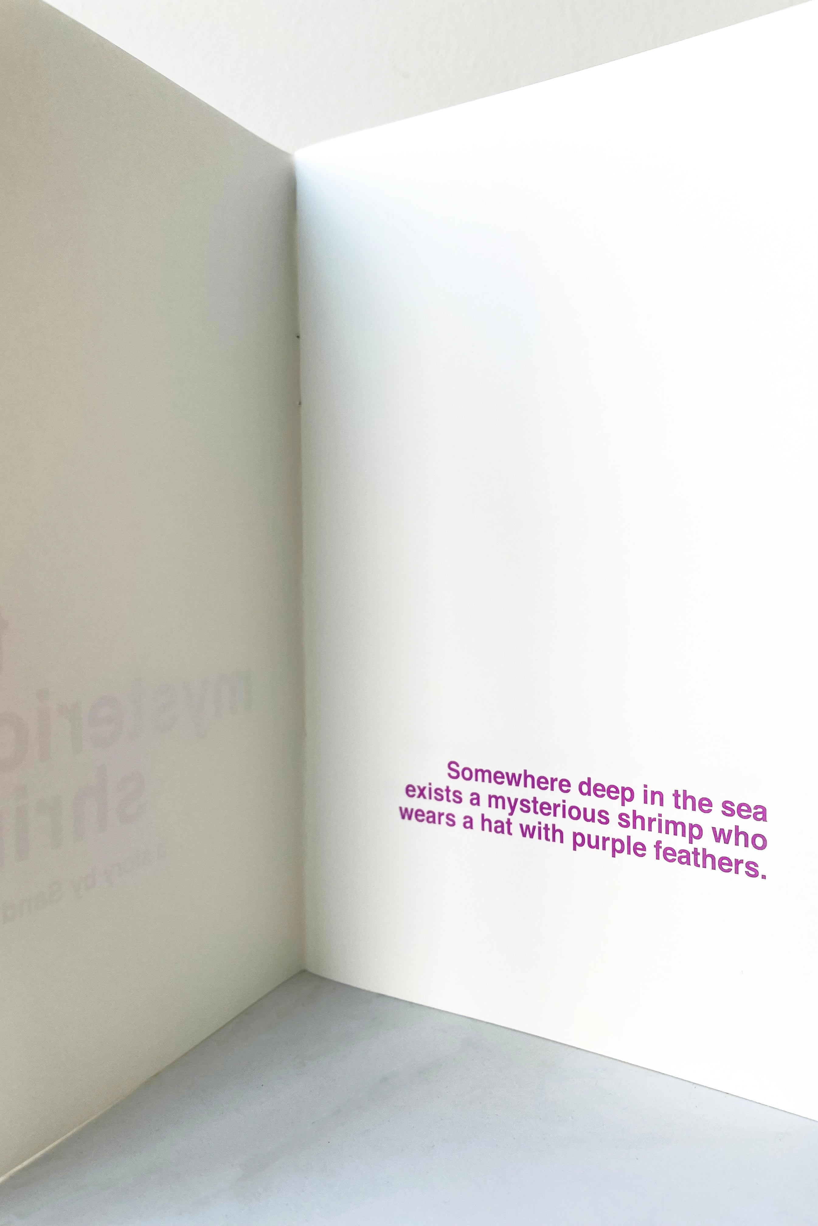 A view of the first story page of The Mysterious Shrimp - Book to Illustrate against a white backdrop