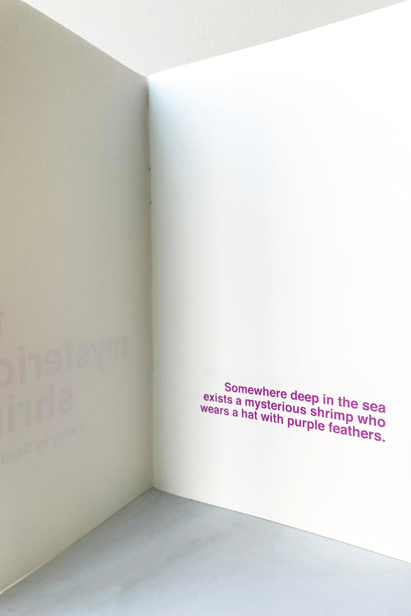 A view of the first story page of The Mysterious Shrimp - Book to Illustrate against a white backdrop