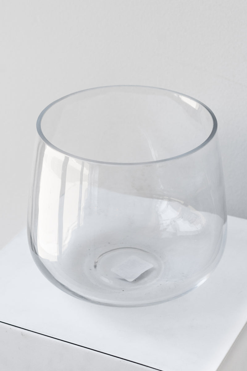 Reverse Taper Round Bottom Vase clear glass 6h x7w
