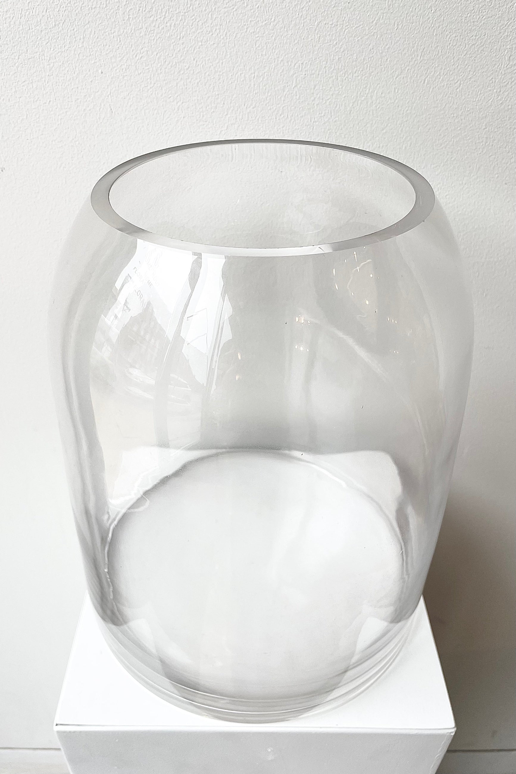 Glass Dome Terrarium Tall detail of opening on top against a white wall ©Sprout Home