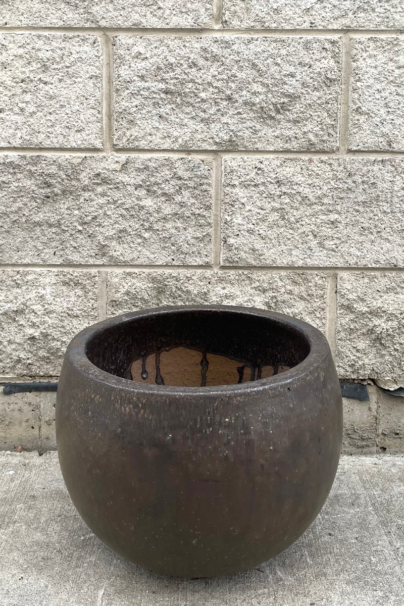 A full frontal view of Luna Cercle Planter Medium against concrete backdrop