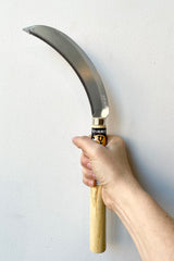 wooden handle curved blade garden sickle